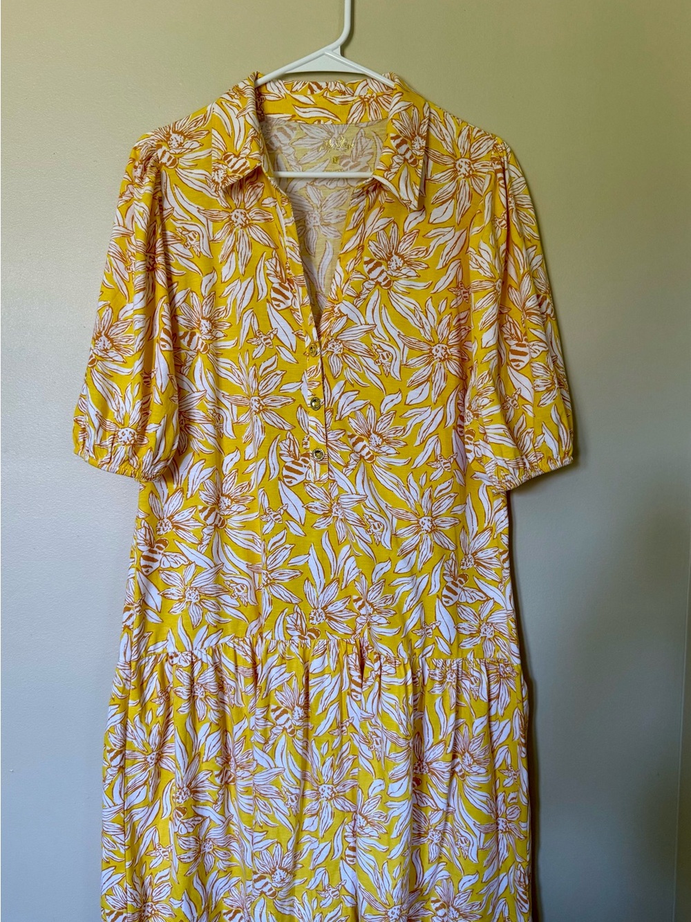 Lilly Pulitzer Bingley Honeycomb Hideway Yellow Floral Midi Dress